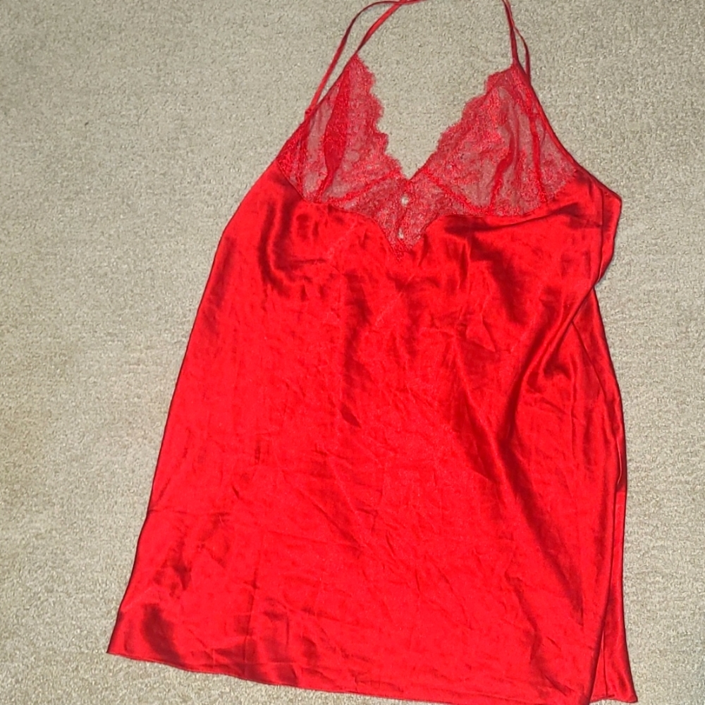 Victoria's Secret red satin & lace slip, size XL